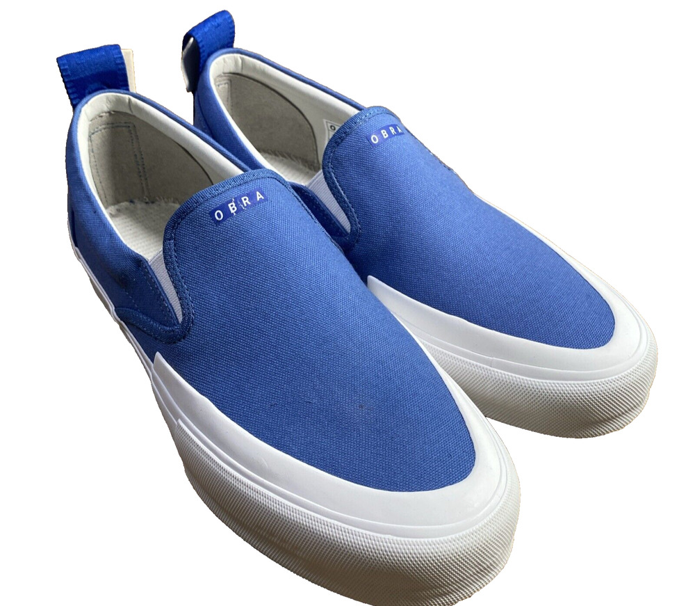 NEW OBRA 240 Canvas Low Wrap Sneakers Blue Men's 9.5 Slip-On Made in Brazil